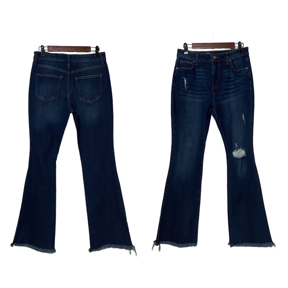 NoBo Hi Waisted Flare Distressed Jeans Blue - Picture 15 of 15